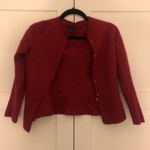 Saks Fifth Ave Cashmere cardigan. Maroon - Picture 1 of 3